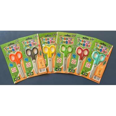 Imagem de Tesoura Escolar Infantil com pontas arredondadas - KIT com 6 tesouras 
