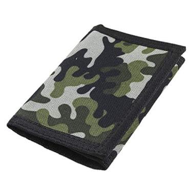 Imagem de Carteira masculina esportiva de lona com três dobras RFID, linda bolsa de moedas com zíper e bolso frontal para crianças, cor camuflada, Camuflagem verde, Small, Casual
