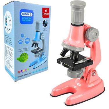 Imagem de Microscópio Infantil Óptico Brinquedo Educativo Rosa Castela - CASTELA