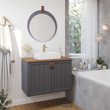 Imagem de Gabinete Suspenso com Cuba 02 Portas Alure 60cm e Espelho Lua Titânio MGM