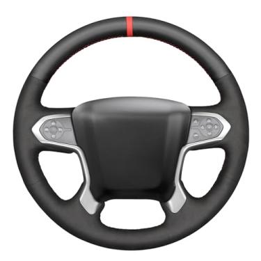 Imagem de MEWANT Capa para volante Chevrolet com costura DIY para Chevrolet Silverado 1500 2014-2018/Suburban 2015-2020/Tahoe 2015-2020/Silverado (2500/3500)/Silverado (4500HD/5500HD/6500HD) 2019-2020) 2