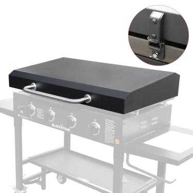 Imagem de SearCook Design de tampa de chapa com dobradiça traseira para chapa Blackstone de 91,4 cm, Nexgrill, Member Mark Griddle e outras chapa de 91 cm, capa dura com alça para chapa de mesa Blackstone de 91