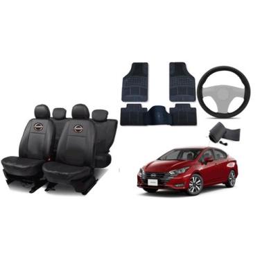 Imagem de Jogo de Capa de Couro Versa 2021-2024 + Tapete + Capa de Volante - aer
