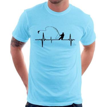 Imagem de Camiseta Pescador Batimentos Cardíacos - Foca na Moda, Azul bebê, GG