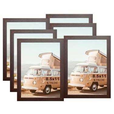 Imagem de KTKDE Porta-retrato de 21 x 28 cm, moldura de certificado com acrílico resistente a quebras, pacote com 6 molduras de diploma para parede e mesa, nogueira