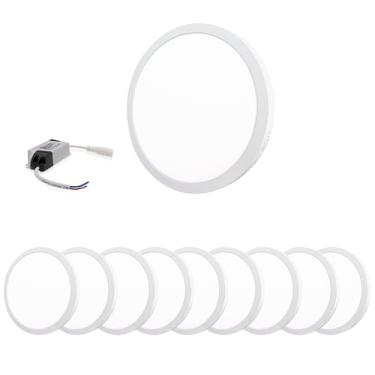 Imagem de Kit 10 Painel Plafon 25w Led Redondo Teto Sobrepor Luz Branco Frio