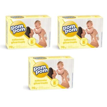 Imagem de Kit 3 Sabonete Em Barra Pom Pom Glicerinado 70g - Pom Pom