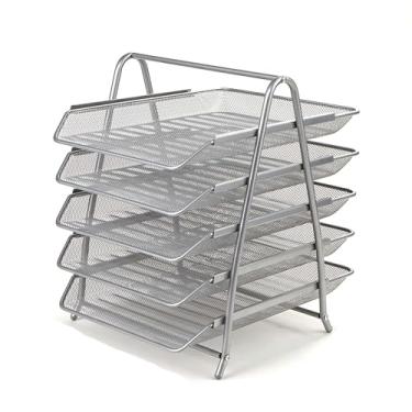 Imagem de Mind Reader Organizador de mesa com 5 bandejas deslizantes para cartas, documentos, correio, arquivos, papel, prata