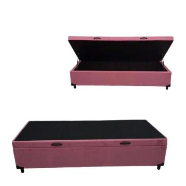 Imagem de Cama Box Solteiro Com Baú Suede, RC - Real Comfort Estofados, Rosa