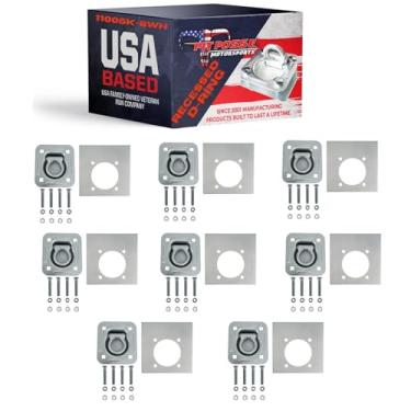 Imagem de Pit Posse Reboque de carga 11005K-8WH Recessed Pan D Anel Âncora Corda Amarra 2,7 kg Resistência à ruptura - Montagem Embutida - Inclui Arruelas e Ferragens de Montagem - Caminhão Cama SUV Van (pacote