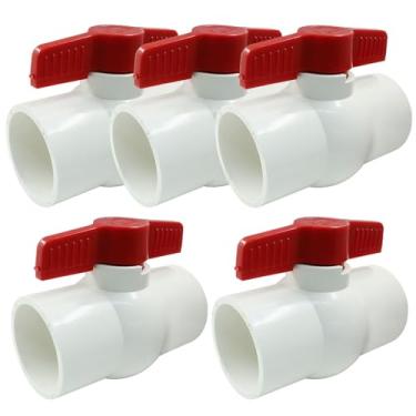 Imagem de Kemcatui Pacote com 2 Válvula esférica de PVC de 5 cm, válvulas de esfera de desligamento de água, válvula de esfera com alça em T, encaixe para piscina, sistema de tubulação de jardim (diâmetro