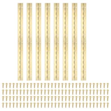 Imagem de PATIKIL Dobradiça de piano de 45,7 cm x 3,8 cm, dobradiça contínua de aço inoxidável 304 com furos para porta de portão de piano, caixa de armazenamento de madeira, barco, armário, ouro