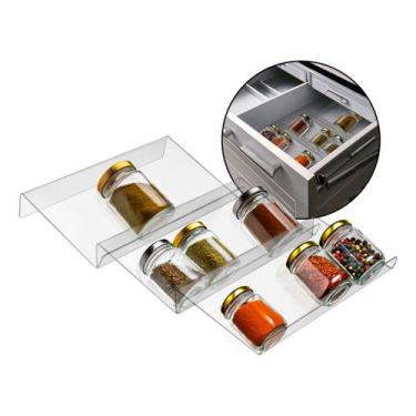 Imagem de Organizador Gaveta Cozinha Suporte Acrílico Bandeja Temperos Separador