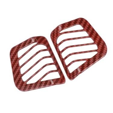 Imagem de REPAIROCK 1 conjunto de tampa de saída CA para saída de ar do painel lateral para Jeep Wrangler JL JLU 2018-2024 painel de ar condicionado capa de ventilação padrão de fibra de carbono ABS vermelho