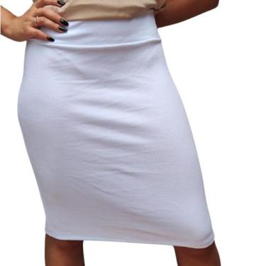 Imagem de Saia Moda Evangelica Feminino Midi Lisa Social Jovem Cintura Alta  - U
