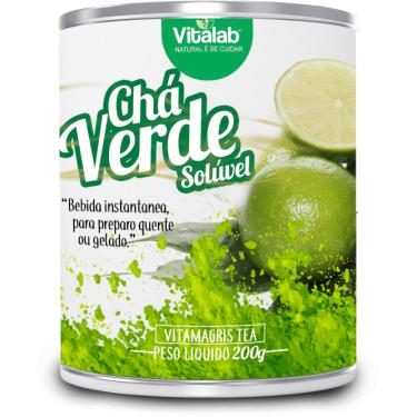 Imagem de Chá Verde Solúvel Lata com 200 gramas sabor Limão Vitalab 