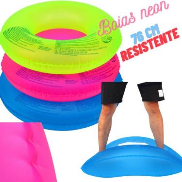Imagem de Boia Redonda Neon Inflável Piscina Praia Verão Moda - Wellmix, Azul