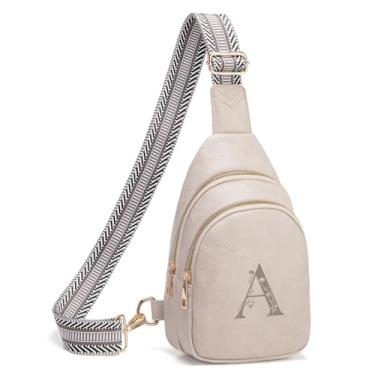 Imagem de Viverte Bolsas transversais femininas com inicial, pochete transversal, presentes personalizados para mãe e esposa, Cinza nuvem, 6.69 inches x 2.95 inches x 10.23 inches, A