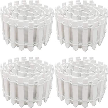 Imagem de RONYOUNG 4 peças em miniatura de ornamento de jardim de fadas cerca de piquete de madeira para casa de bonecas, jardim, planta, vaso de plantas faça você mesmo, projeto de diorama para adultos