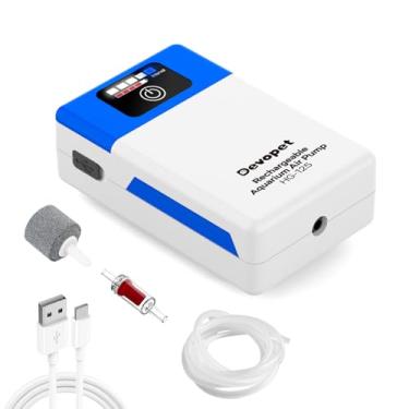 Imagem de Devopet Bomba de ar de aquário alimentada por bateria, aerador portátil de balde de isca, borbulhador de tanque de peixes ultra silencioso, bomba de oxigênio recarregável por USB para pesca ao ar