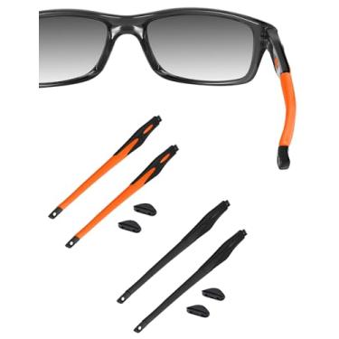 Imagem de HILEEN Hastes pretas de substituição para óculos Oakley Crosslink OX8027 OX8029 OX8030 OX8031 OX8033 OX3149 preto + laranja