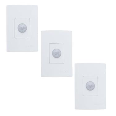 Imagem de Kit 3 Sensor de Presença Embutido 4x2 com Fotocélula 6 Funções Lente 180º Branco QI2MB