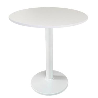 Imagem de Mesa Zeta Ferro Branco 75 cm (Alt) Disco Redondo Tampo MDP Redondo 80 cm (Larg) x 2,5 cm (Alt) Branco