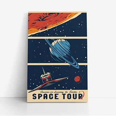 Imagem de Quadro Space Tour Espaço Universo Foguete Canvas 60x40cm