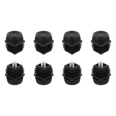 Imagem de DTGN Pés niveladores ajustáveis de 25 x 25 mm (CxL) - 8 conjuntos - Bom para móveis - Kit de inserção quadrada para móveis - Preto