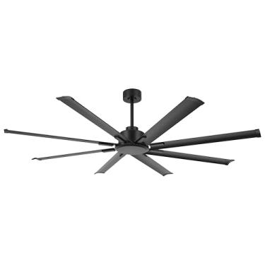 Imagem de LEDLUX Ventilador De Teto De 72" Sem Luz, Motor Cc Reversível, Controle Remoto De 6 Velocidades, Industrial, 9 Lâminas De Alumínio Com 3 Hastes De Descida Para Casa Ou Comércio, Sala De Estar/Armaz