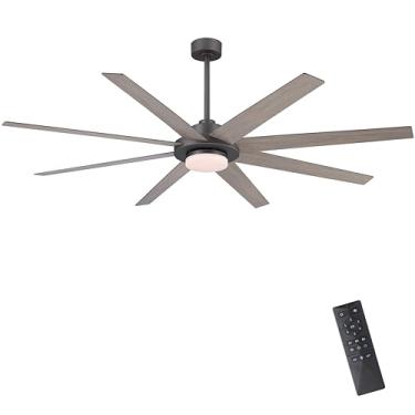 Imagem de WINGBO Ventilador De Teto De 72" Com Luz E Controle Remoto, Motor Cc Reversível De 6 Velocidades, Luz Led Regulável, Para Uso Doméstico E Comercial, Sala De Estar/Loja/Armazém, Cor Cinza Carvão/Mad