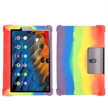 Imagem de QYiiD Capa para Lenovo Yoga Smart Tab 10,1 polegadas 2019, capa protetora de silicone leve à prova de choque de borracha macia adequada para crianças Lenovo Yoga Smart Tab, arco-íris