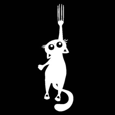 Imagem de Adesivo gato arranhando porta pet cat carro e moto 15x05cm (Branco)