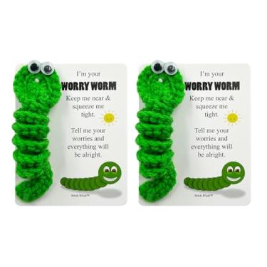 Imagem de Stitch-Witch Presentes de Dia dos Namorados, minhoca verde de crochê artesanal, símbolo de abraço de bolso, brinquedo de aperto, presente de alívio de estresse, presente de apoio emocional (pacote com