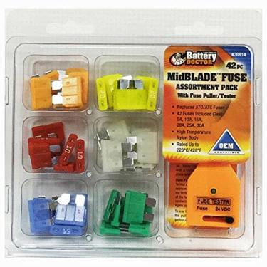 Imagem de WirthCo 30914 Kit de fusível de lâmina média com extrator e testador, 42 peças