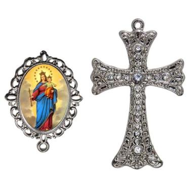 Imagem de Crucifixo Para Terço de Noiva Relicario Nossa Senhora Auxiliadora Peça