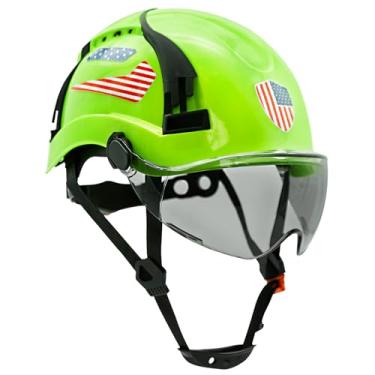 Imagem de PerldVerge Capacete De Construção Com Viseira - Construção, Rígido Aprovado Pela Osh, Tira Queixo, Chapéus Verdes Ventilados Para Mulheres, Capacetes Segurança Trabalho Masculinos, Ansi Tipo 1 Class