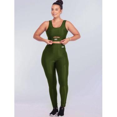 Imagem de Conjunto Esportivo Feminino Tecido Leve Canelado e Brilho Grosso Não M