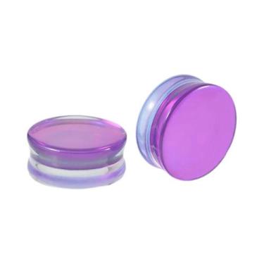 Imagem de Tampões De Ouvido Iridescentes De Vidro Roxo, Dupla Alargamento, Flash