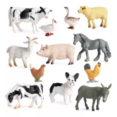 Imagem de Kit 10 Animais Da Fazenda Safari Zoo Pequenos De Borracha