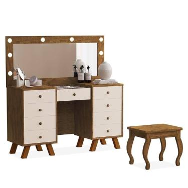 Imagem de Penteadeira Camarim Mila Malbec-off White Com Banqueta - Móveis Luapa Malbec-off White