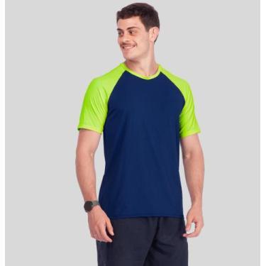 Imagem de Camisa Masculina Manga Curta Recorte Bicolor Tecido Uv+50 - ARUNA SUN,