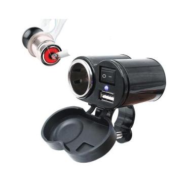 Imagem de Carregador USB Para Celular E GPS Para Moto E Bicicleta Com Acendedor 