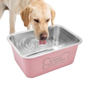 Imagem de Lonepetu Tigela grande de água para cães de 3 galões, tigela de metal para cães de aço inoxidável, tigela de ração para animais de estimação de grande capacidade, tigela de água para ambientes