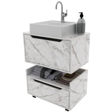 Imagem de Kit Balcão e Gabinete de Banheiro com Cuba 1 Porta 1 Gaveta - Tecnomob