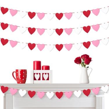 Imagem de Lainlight Pacote Com 4 Faixas De Guirlanda Coração Para Dia Dos Namorados, Pré-Enfiadas Em Feltro, Festa, Escritório, Quarto, Sala Aula, Branco
