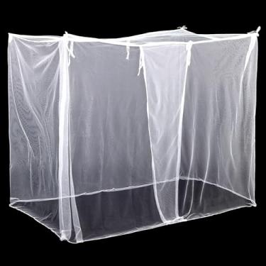 Imagem de Mindsoft Mosquiteiro de 4 cantos para mosquiteiros para camas, rede de dossel de cama, cortinas de cama retangulares para acampamento, casa, viagens ao ar livre (branco, C 190 x L 90 x A 159 cm