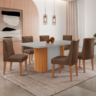 Imagem de Mesa de Jantar Aspen 180cm Tampo MDF Vidro com 6 Cadeiras Isadora Mode