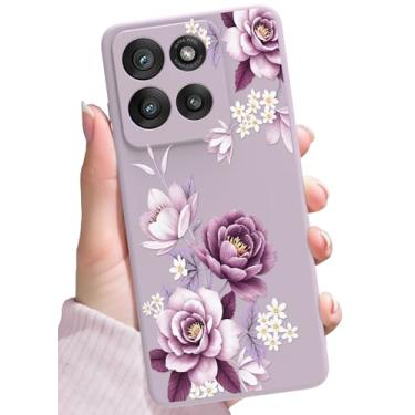 Imagem de SOPROCAS Capa para Motorola Moto G Stylus 2025, design floral fofo para mulheres e meninas, capa de telefone de silicone líquido com proteção contra quedas com forro de microfibra antiarranhões, flor