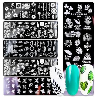 Imagem de Placa de estampagem de unhas, kit de 6 peças de carimbo de unhas da Danneasy, acessórios de manicure com estampador de unhas, raspador, bolsa de armazenamento (estilo natural)